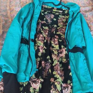 Vintage Teal and Black Zip-Up Top Size XS